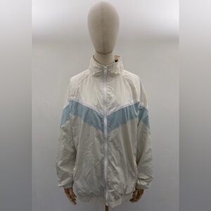 Original Use Lightweight Windbreaker Jacket White Blue Chevron Zip Up Size M